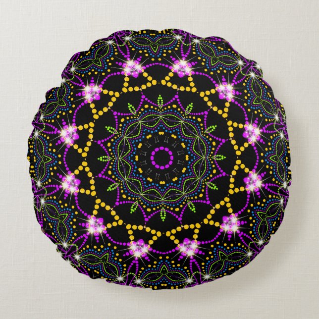 Geometric Star Night Princess Round Cushion (Front)