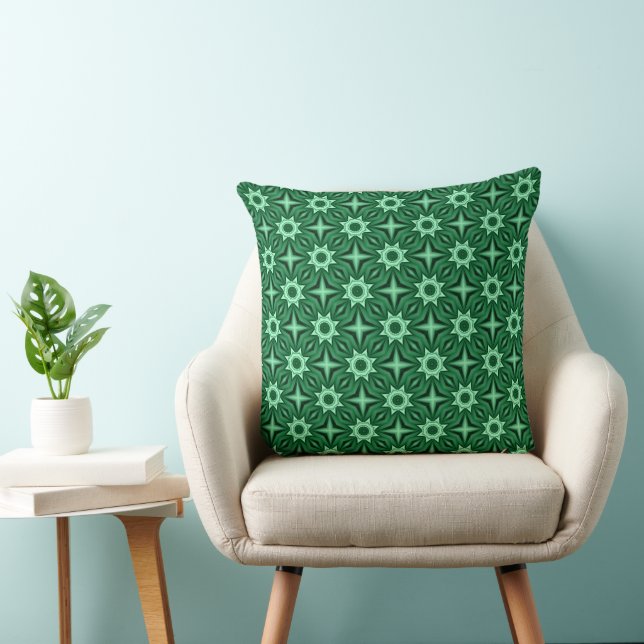Geometric Star Pattern - Green Modern Cushion (Chair)