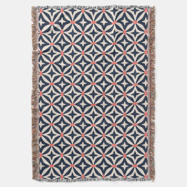 Geometric Star Pattern Throw Blanket (Front Vertical)