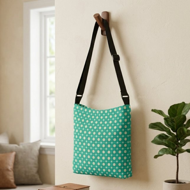 Geometric Star Pattern Wallpaper - Teal & Cream Crossbody Bag (Creator Uploaded)