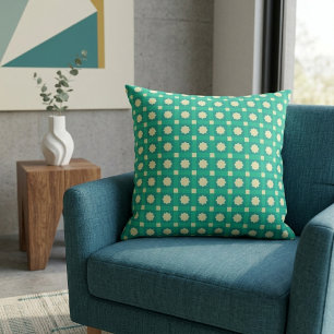 Geometric Star Pattern Wallpaper - Teal & Cream Cushion