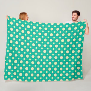 Geometric Star Pattern Wallpaper - Teal & Cream Fleece Blanket