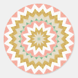 Geometric Starburst Boho Mandala Pattern Classic Round Sticker