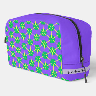 Geometric Starburst in Purple, Green and Yellow Dopp Kit