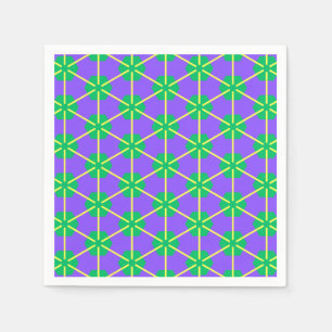 Geometric Starburst in Purple, Green and Yellow Napkin