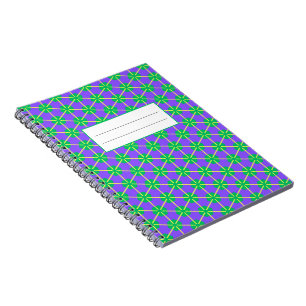 Geometric Starburst in Purple, Green and Yellow Notebook