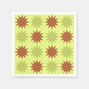 Geometric starburst pattern in green and red napkin