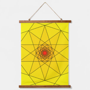 Geometric Starburst - Yellow & Red Design  Hanging Tapestry