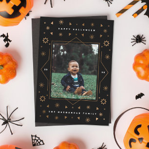 Geometric Stars Fun Modern Halloween Photo Card