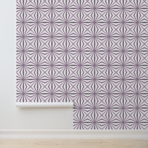 Geometric starshapes purple shades pattern white wallpaper