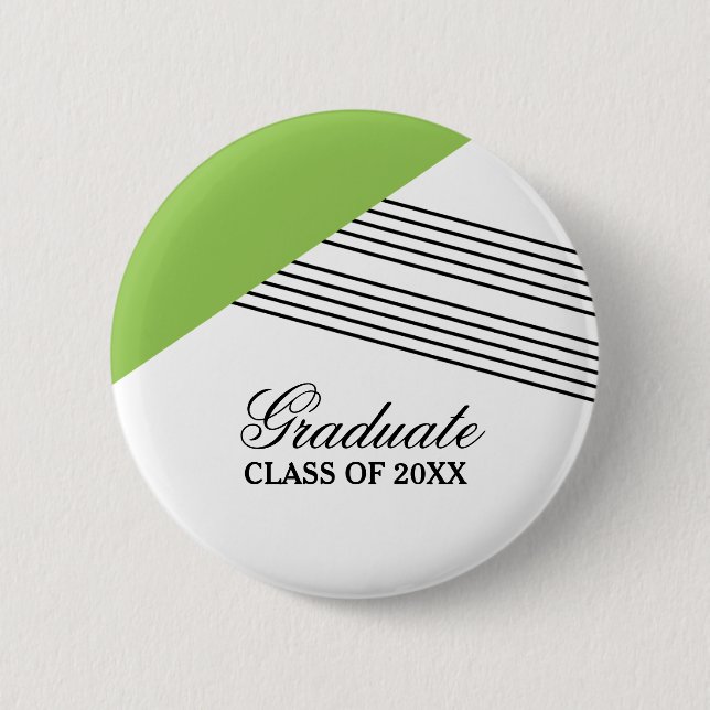 Geometric Stripe Green Graduation Button (Front)