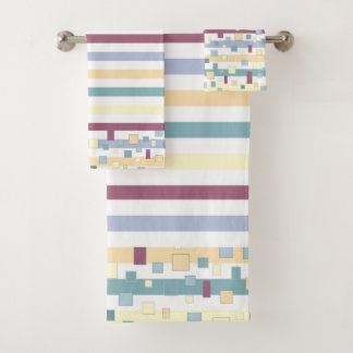 Geometric striped pattern bath towel set