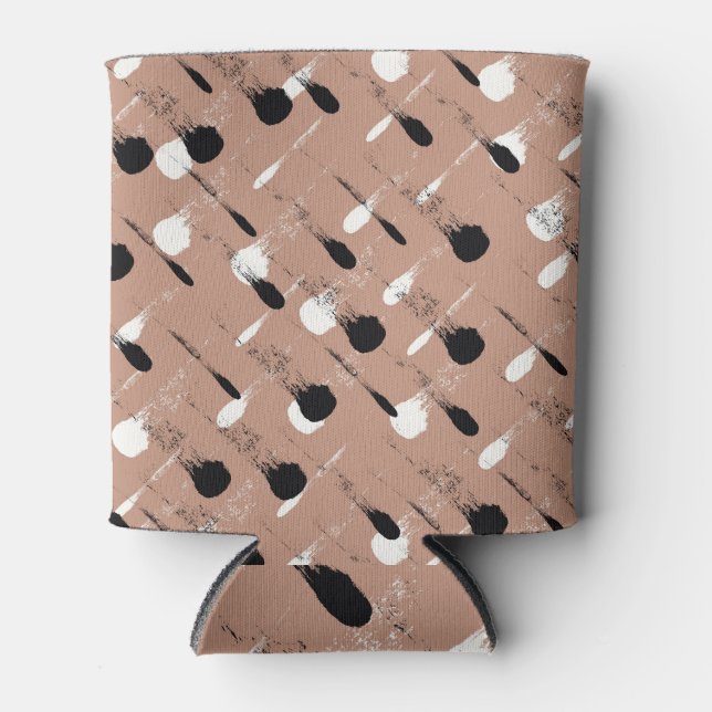 Geometric Stripes Brown Seamless Pattern Can Cooler (Front)