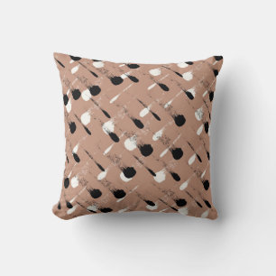 Geometric Stripes Brown Seamless Pattern Cushion
