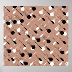 Geometric Stripes Brown Seamless Pattern Poster