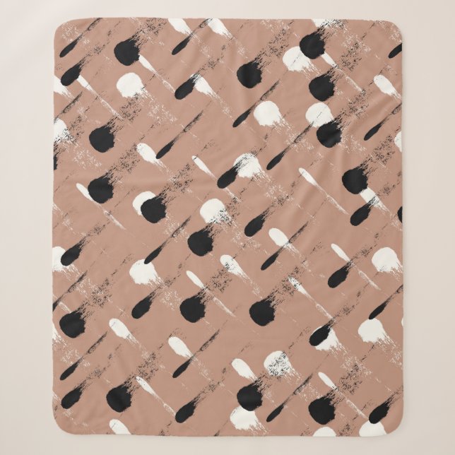 Geometric Stripes Brown Seamless Pattern Sherpa Blanket (Front)