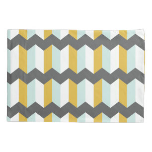 Geometric Stripes Chevron Mint And Yellow Pillowcase