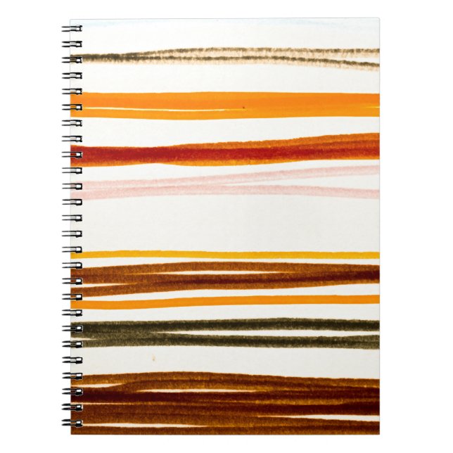 Geometric stripes, orange watercolor illustration notebook (Front)
