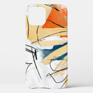 Geometric strokes abstraction. Abstract painting, iPhone 12 Case