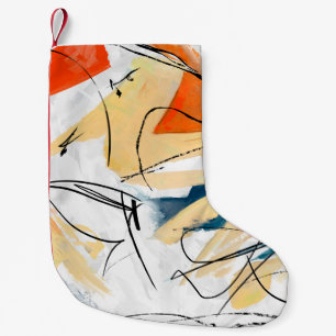 Geometric strokes abstraction. Abstract painting, Small Christmas Stocking