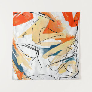 Geometric strokes abstraction. Abstract painting, Tapestry