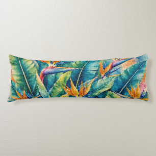 Geometric Style Birds of Paradise Tropical Botanic Body Cushion