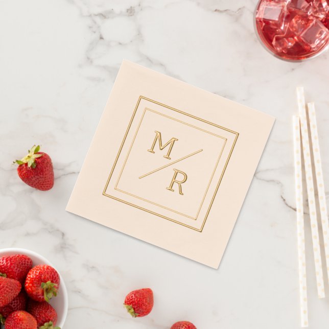 Geometric style Foil Stamped Napkins. Foil Napkins (Insitu (Strawberry))