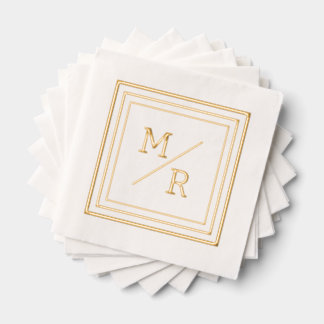 Geometric style Foil Stamped Napkins. Napkins