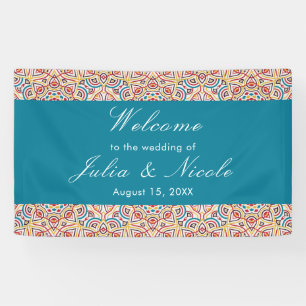 Geometric Style Sparkles Copper Metallic Wedding Banner