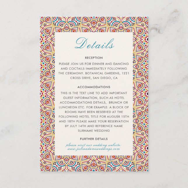 Geometric Style Sparkles Copper Metallic Wedding Enclosure Card (Front)