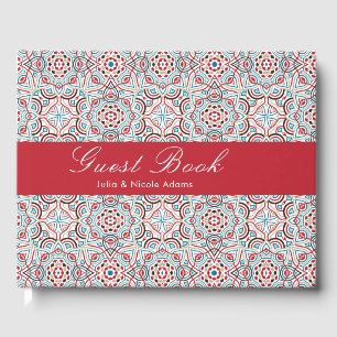 Geometric Style Sparkles Copper Metallic Wedding Guest Book