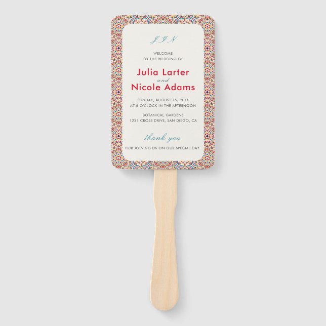 Geometric Style Sparkles Copper Metallic Wedding Hand Fan (Front)