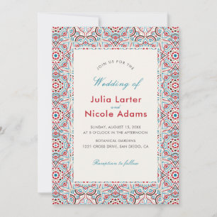 Geometric Style Sparkles Copper Metallic Wedding Invitation
