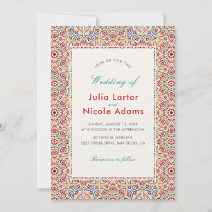Geometric Style Sparkles Copper Metallic Wedding Invitation