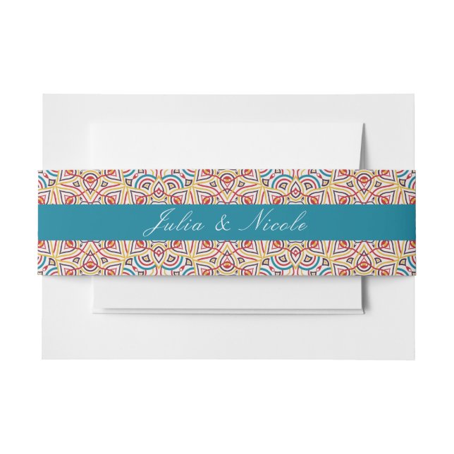 Geometric Style Sparkles Copper Metallic Wedding Invitation Belly Band (Front Example)