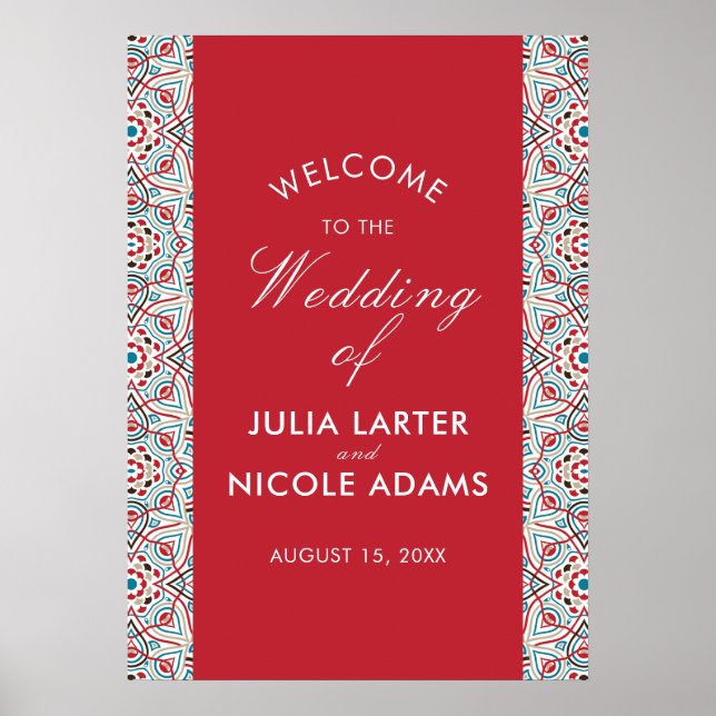 Geometric Style Sparkles Copper Metallic Wedding Poster (Front)