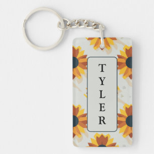 Geometric Style Sunflower Pattern Key Ring