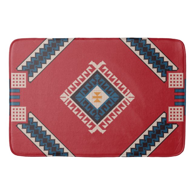 Geometric stylish classic cute-trendy colourful  bath mat (Front)