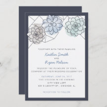 Geometric Succulent Wedding Invitation