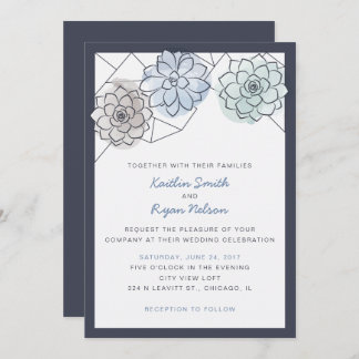 Geometric Succulent Wedding Invitation