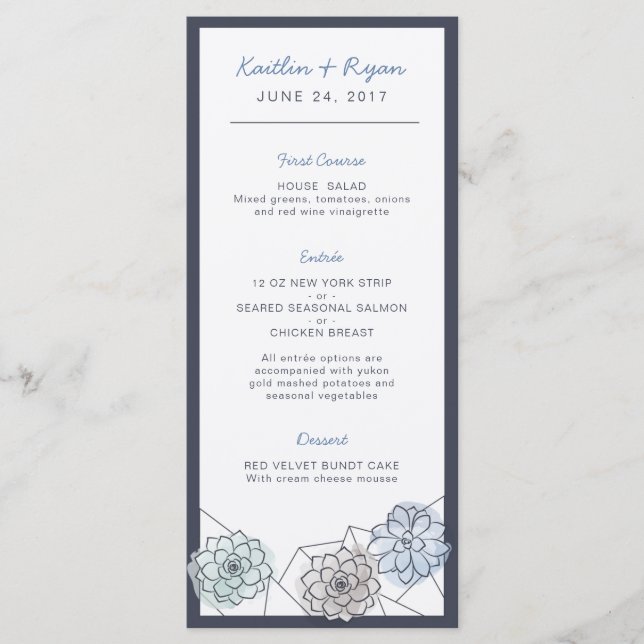 Geometric Succulent Wedding Menu (Front)