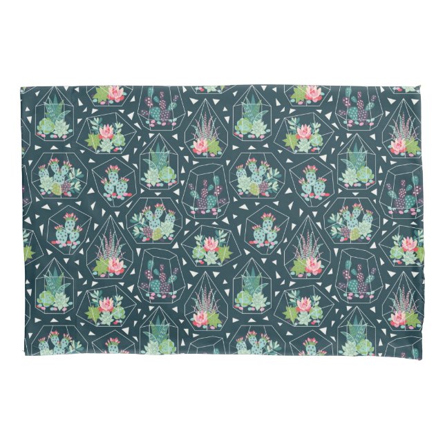 Geometric Succulents Pattern Pillowcase (Front-Left)