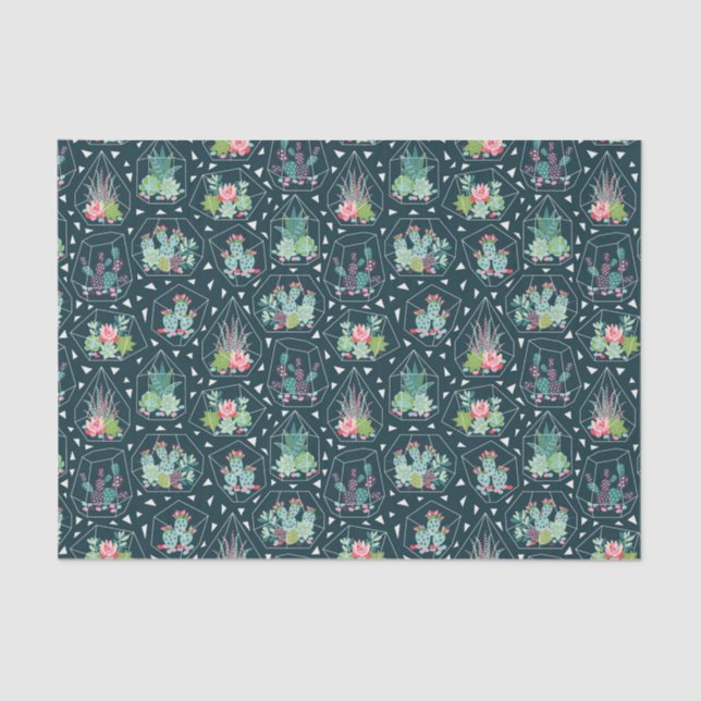 Geometric Succulents Pattern Tissue Paper (Front)