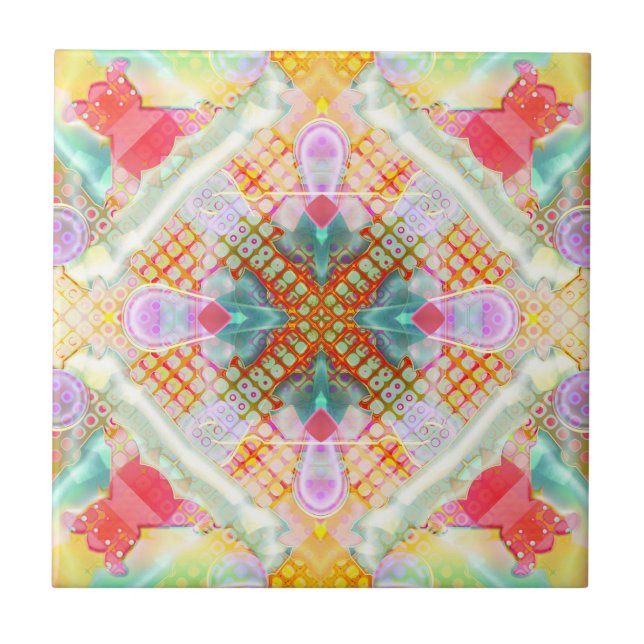 Geometric Sugar and Spice Kaleidoscope Tile (Front)