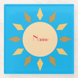 Geometric Sun Circle Thunder_Cove Glass Coaster