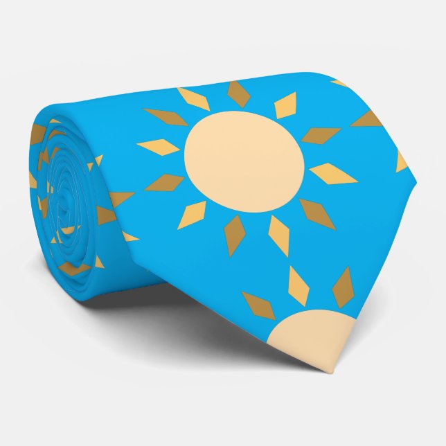Geometric Sun  Circle Thunder_Cove Tie (Rolled)