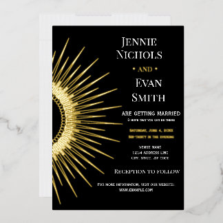 Geometric Sun Modern | Dark Background Wedding