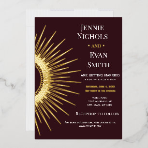 Geometric Sun Modern Plum Background Wedding