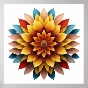Geometric Sunflower Burst Poster