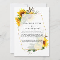 Geometric Sunflowers Wedding Reduced Guest List